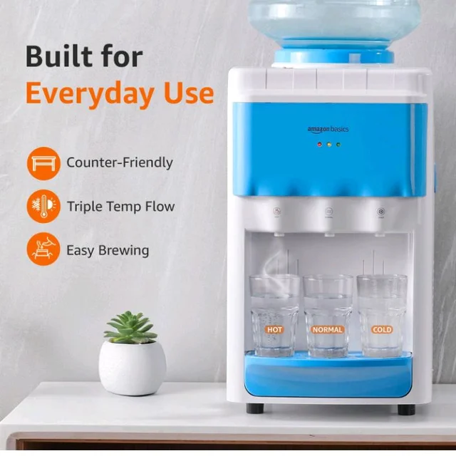 Amazon Basics Hot and Cold Table Top Water Dispenser - Top Loading, 20 Litre | White & Blue | Compact Design with Hot, Cold and Normal Temperature Settings
50+ bought in past month
56%
off
Product Images and Videos (AI-Generated Alt Text)
