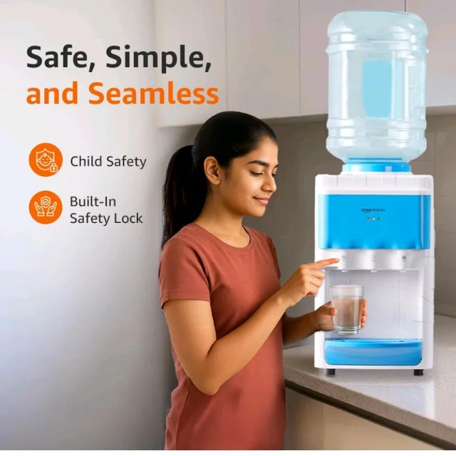 Amazon Basics Hot and Cold Table Top Water Dispenser - Top Loading, 20 Litre | White & Blue | Compact Design with Hot, Cold and Normal Temperature Settings
50+ bought in past month
56%
off
Product Images and Videos (AI-Generated Alt Text)