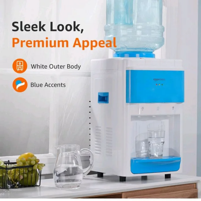 Amazon Basics Hot and Cold Table Top Water Dispenser - Top Loading, 20 Litre | White & Blue | Compact Design with Hot, Cold and Normal Temperature Settings
50+ bought in past month
56%
off
Product Images and Videos (AI-Generated Alt Text)