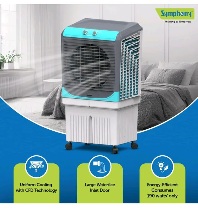 Symphony Maxwind 100XL+ Desert Air Cooler | 3-Side Honeycomb Pads | High-Capacity Cooling Technology | Powerful Air Cooler Fan | Easy-Fill System | 1-Year Warranty