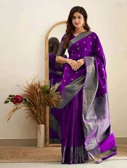 C J Enterprise Women's Pure Soft Kanjivaram Cotton Silk Saree Banarasi Style With Blouse Piece for Wedding (Diamond-Butti)
50+ bought in past month