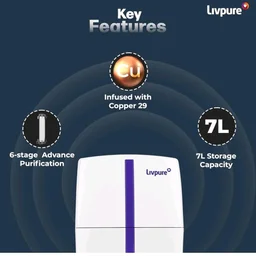 Livpure Stealth Under The Counter Water Purifier, RO+UV 6 Stage Purification Technology, 7L Storage Tank, Sleek And Compact Design