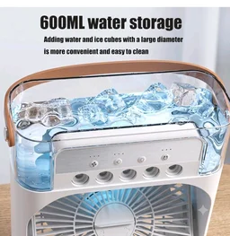 Portable Air Cooler Fan with Water Tank & USB Power - Mini Personal Evaporative Cooler with 3 Speeds, LED Light, Quiet Cooling for Home, Office, Bedroom