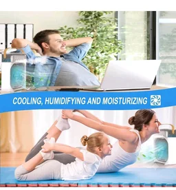 Portable Air Cooler Fan with Water Tank & USB Power - Mini Personal Evaporative Cooler with 3 Speeds, LED Light, Quiet Cooling for Home, Office, Bedroom