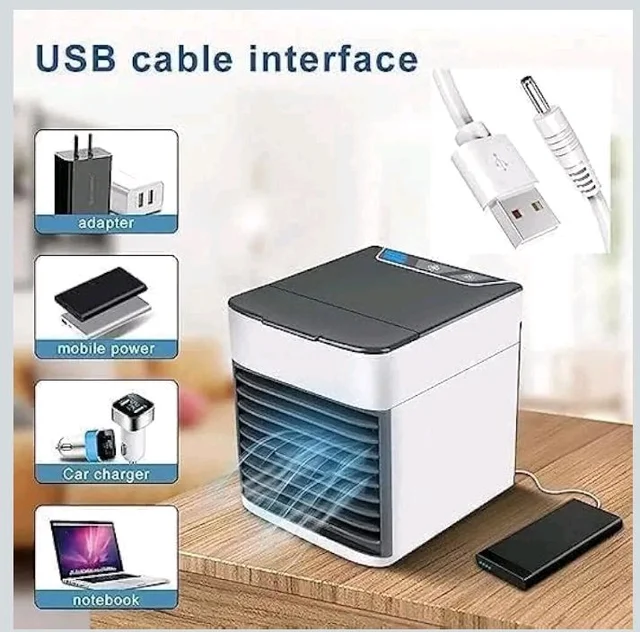 Portable Air Cooler – 3-in-1 Evaporative Mini Air Conditioner with 3 Speeds, USB Powered Personal Space Cooler, LED Night Light for Bedroom, Office, Kitchen & Camping