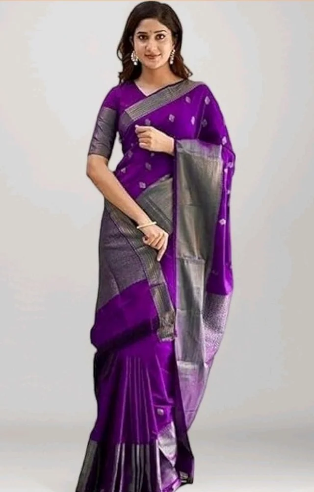 Printed Banarasi Cotton Silk Saree with Gold Zari Border & Unstitched Blouse Piece – Ethnic Saree for Weddings & Festivals