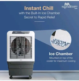 RR Signature Zello HC 90 LTR | Desert Air Cooler with High Air Delivery | Honeycomb Pads | 4-Way Air Deflection | Vertical Auto Swing | Castor Wheels | Inverter Compatibility | 1