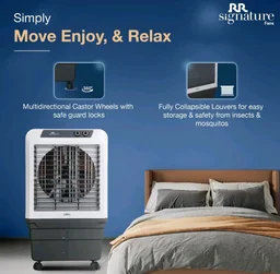 RR Signature Zello HC 90 LTR | Desert Air Cooler with High Air Delivery | Honeycomb Pads | 4-Way Air Deflection | Vertical Auto Swing | Castor Wheels | Inverter Compatibility | 1