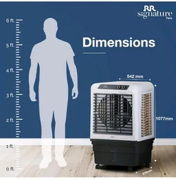 RR Signature Zello HC 90 LTR | Desert Air Cooler with High Air Delivery | Honeycomb Pads | 4-Way Air Deflection | Vertical Auto Swing | Castor Wheels | Inverter Compatibility | 1