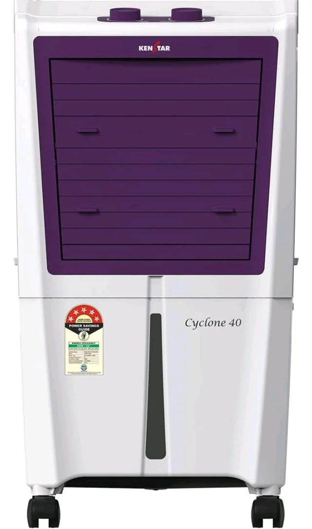 Kenstar CYCLONE HC 40L Personal Air Cooler|Honeycomb Pad|High Speed Fan|45 Ft Powerful Air Throw|Inverter Compatible|1-Yr Product Warranty+5-Yr Warranty on Pump&Motor|5-Star BEE Rating|White & Purple