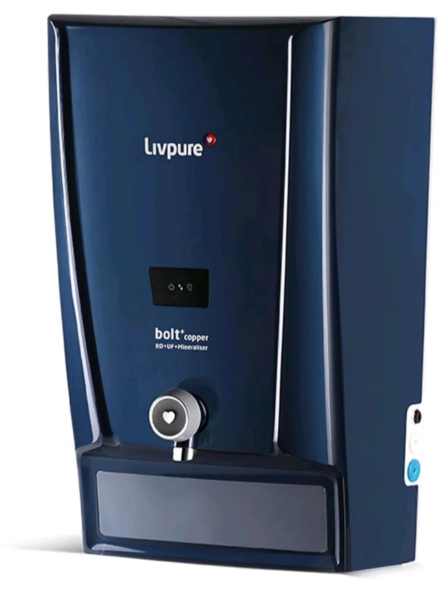 Livpure Bolt+Copper+RO+UF+Mineraliser, 80% Water Savings, 7 L tank, Water Purifier for home (Blue) Suitable for Municipal, Tanker, Borewell water
