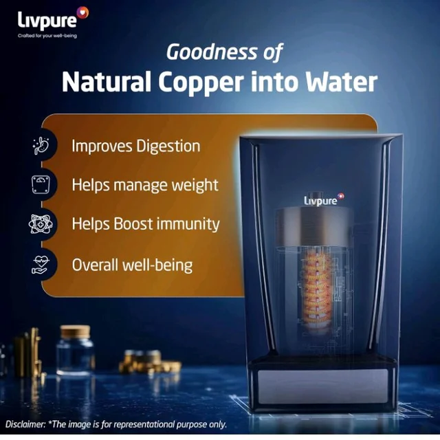 Livpure Bolt+Copper+RO+UF+Mineraliser, 80% Water Savings, 7 L tank, Water Purifier for home (Blue) Suitable for Municipal, Tanker, Borewell water