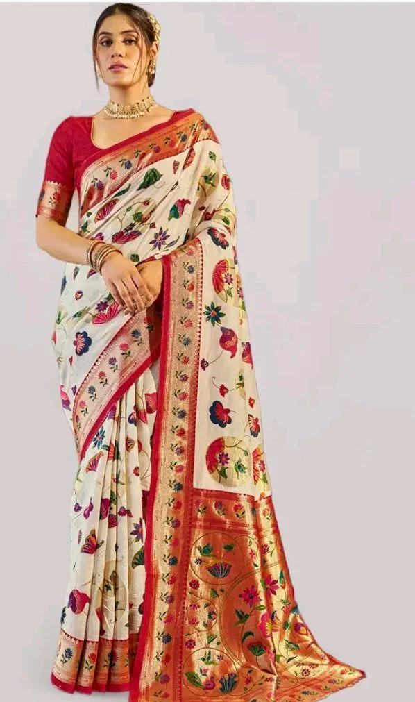 SWORNOF Women's kanjivaram banarasi silk saree Zari Woven for festival Wedding silk with rich pallu Design sarees for women with Unstitched blouse piece