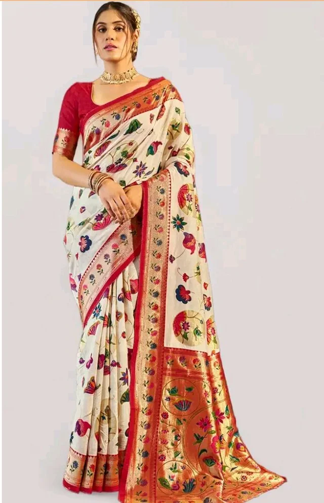 SWORNOF Women's kanjivaram banarasi silk saree Zari Woven for festival Wedding silk with rich pallu Design sarees for women with Unstitched blouse piece