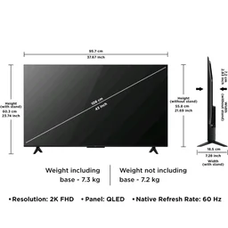 TCL 108 cm (43 inches) FHD Smart QLED Google TV | Dolby Audio 24 watts | HDR 10 | Metallic Bezel-Less | Multiple Viewing Mode | 43S5K