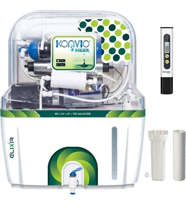 Konvio Neer Elixir RO UV UF TDS Water Purifier with 15L Storage
Advanced RO, UV and UF water purifier with TDS adjuster, 15L storage and wall-mount design for