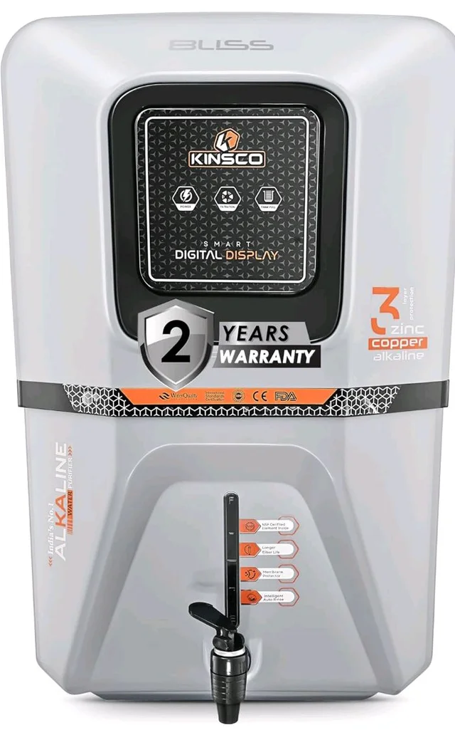 Kinsco Bliss 15L Alkaline RO+UV+UF Water Purifier with Copper & Zinc Cartridge | Smart Digital Display | Wall Mount Design | Gray | 2 Years Warranty | No Service Needed for 2 Years
71%
off
Product Images and Videos (AI-Generated Alt Text)