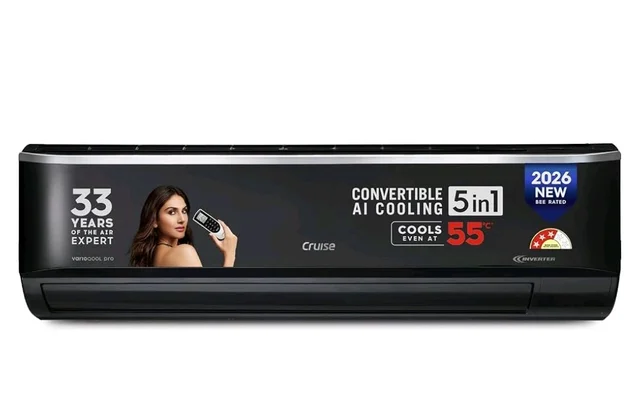 Cruise 1.6 Ton 3 Star Inverter Split AC (CWCVBM-VP3F193BL, Piano Black)
Heavy Duty Cooling at 55°C, 2026 Model, Long Airflow, 100% Copper, Convertible 5-in-1, 4-Way Swing, PM 2.5 Filter
