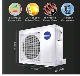 Cruise 1.6 Ton 3 Star Inverter Split AC (CWCVBM-VP3F193BL, Piano Black)
Heavy Duty Cooling at 55°C, 2026 Model, Long Airflow, 100% Copper, Convertible 5-in-1, 4-Way Swing, PM 2.5 Filter