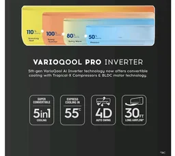 Cruise 1.6 Ton 3 Star Inverter Split AC (CWCVBM-VP3F193BL, Piano Black)
Heavy Duty Cooling at 55°C, 2026 Model, Long Airflow, 100% Copper, Convertible 5-in-1, 4-Way Swing, PM 2.5 Filter