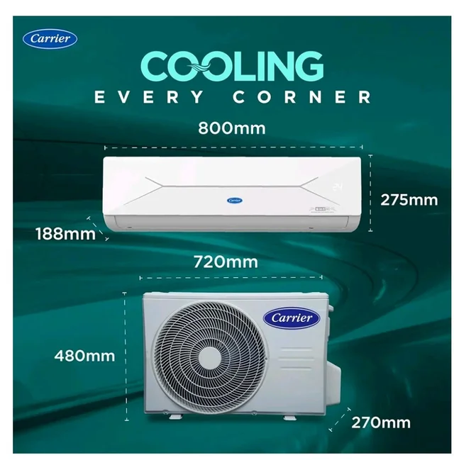 Carrier 1 Ton 3 Star,New Star rated, Flexicool Inverter Split AC (Copper, Convertible 6-in-1 with Smart Energy Display, Insta Cool, Auto Clean, PM 2.5 Filter, ESTER EDGE Gxi-CAI12EE3R36F0, White)