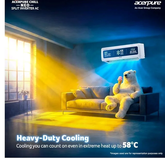 Acerpure Chill Neo 1 Ton 3 star, 3795W Max Cooling Capacity,Split AC (Copper, 4 Way Swing, 7 in1, Ice blast mode, Auto Clean, Dust Filter, Inverter Compresso, sleep_mode, AC5IPG61TN3W, White)