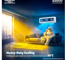 Acerpure Chill Neo 1.5 Ton 3 star, 5280W Max Cooling Capacity, Split AC (Copper, 4 Way Swing, 7 in1, Ice blast mode, Auto Clean, Dust Filter, Inverter, sleep_mode, AC5IPG61.5TN3W48W, White)