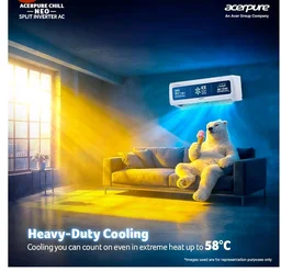Acerpure Chill Neo 1 Ton 3 star, 3795W Max Cooling Capacity,Split AC (Copper, 4 Way Swing, 7 in1, Ice blast mode, Auto Clean, Dust Filter, Inverter Compresso, sleep_mode, AC5IPG61TN3W, White)