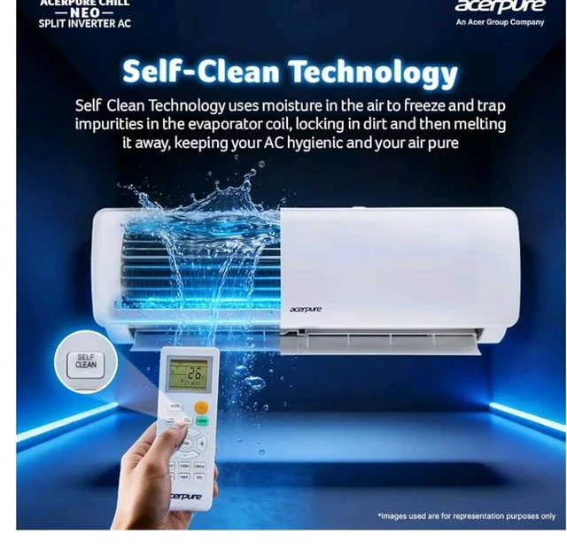 Acerpure Chill Neo 1 Ton 3 star, 3795W Max Cooling Capacity,Split AC (Copper, 4 Way Swing, 7 in1, Ice blast mode, Auto Clean, Dust Filter, Inverter Compresso, sleep_mode, AC5IPG61TN3W, White)