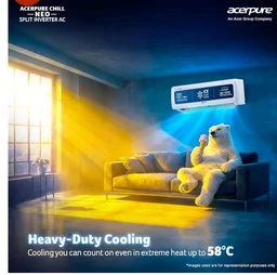 Acerpure Chill Neo 2 Ton 3 star, 6820W Max Cooling Capacity, Split AC (Copper, 4 Way Swing, 7 in1, Ice blast mode, Auto Clean, Dust Filter, Inverter Compressor, sleep_mode, AC5IPG62TN3W, White)