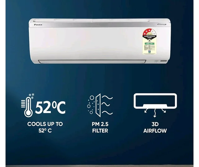 the DAIKIN Store
3.9
3.9 out of 5 stars
(884)
Daikin 1.5 Ton 3 Star, New Star rated, Inverter Split AC (Copper, PM2.5 Filter, MTKL50XV16, White)