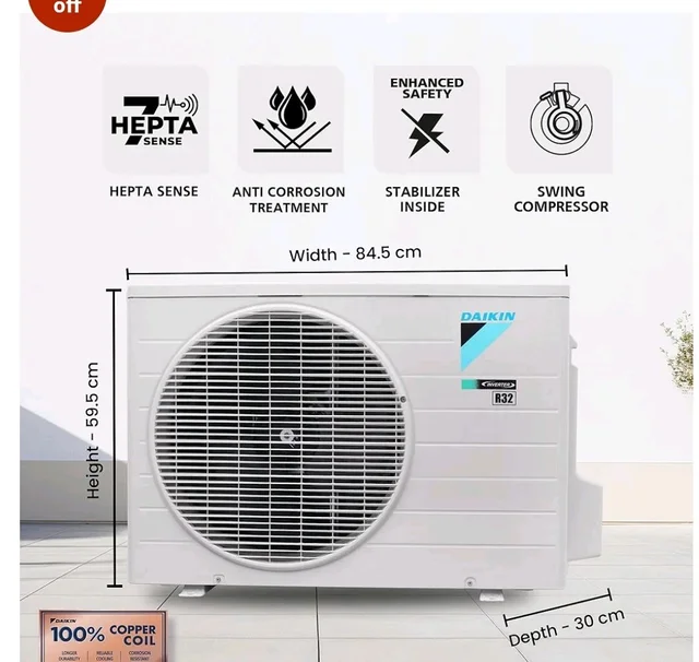 the DAIKIN Store
3.9
3.9 out of 5 stars
(884)
Daikin 1.5 Ton 3 Star, New Star rated, Inverter Split AC (Copper, PM2.5 Filter, MTKL50XV16, White)