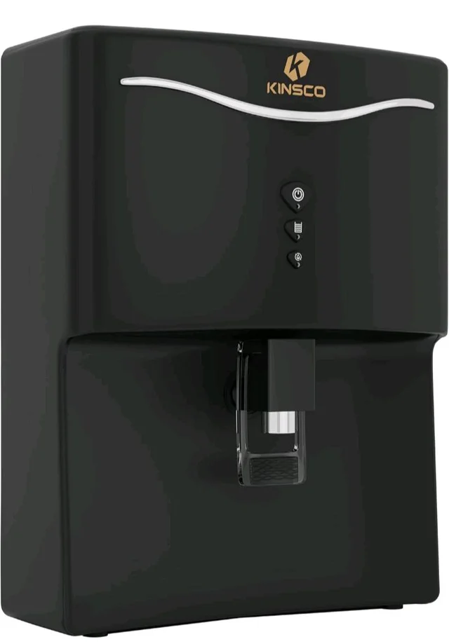 Kinsco Aqua Curvv ISI Mark Copper Zinc Alkaline Mineral RO 8 L RO + UF + UV + Copper + Alkaline + Mineralizer Water Purifier (Black)