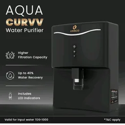 Kinsco Aqua Curvv ISI Mark Copper Zinc Alkaline Mineral RO 8 L RO + UF + UV + Copper + Alkaline + Mineralizer Water Purifier (Black)