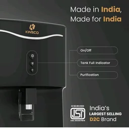 Kinsco Aqua Curvv ISI Mark Copper Zinc Alkaline Mineral RO 8 L RO + UF + UV + Copper + Alkaline + Mineralizer Water Purifier (Black)
