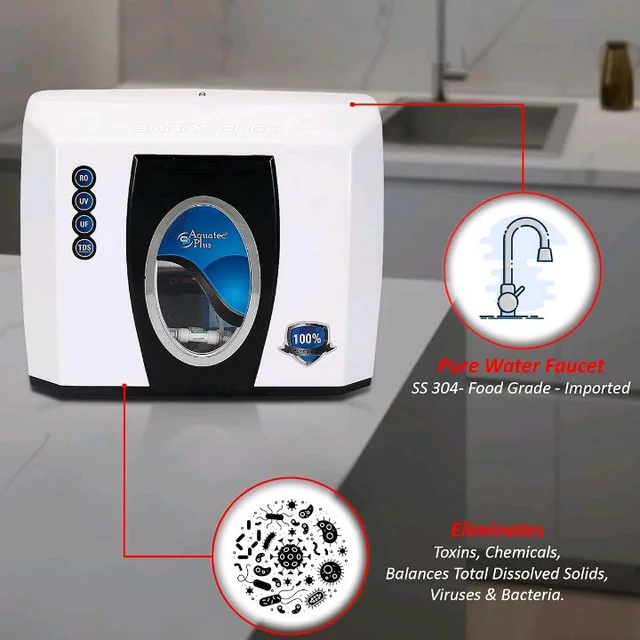 Aquatec Plus - Smart Pure ISI Certified UTS Under Sink Storage Pressure Tank 12 L RO+UV+UF+TDS Water Purifier (White) Works Up to 3500 TDS
56%
off
Product Images and Videos (AI-Generated Alt Text)