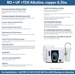 Aquatec Plus - Smart Pure ISI Certified UTS Under Sink Storage Pressure Tank 12 L RO+UF+TDS + Alkaline + Copper + Zinc Water Purifier (Off-White) Works Up to 3500 TDS