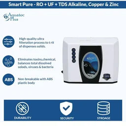 Aquatec Plus - Smart Pure ISI Certified UTS Under Sink Storage Pressure Tank 12 L RO+UF+TDS + Alkaline + Copper + Zinc Water Purifier (Off-White) Works Up to 3500 TDS