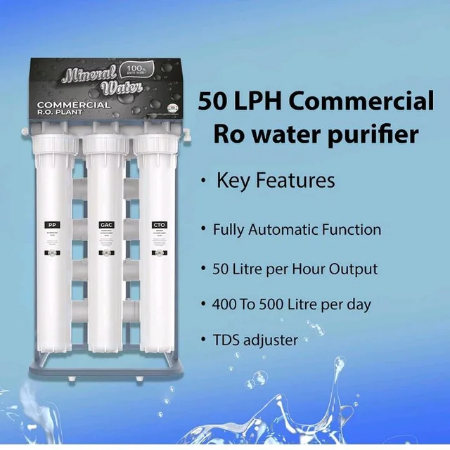 AQUA D PURE 50 LPH Commercial RO + UV Water Purifier with Double Pump Purification and Fully Automatic Function, TDS Adjuster, Dust Protective Cover,