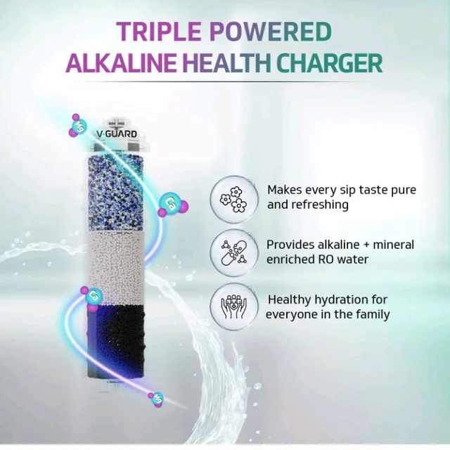 V-Guard Rejive 2X RO+UF Alkaline Water Purifier with Stainless Steel Tank | No Service Cost for 2 Years: True Unconditional Warranty | 8 Stage | Triple Powered Alkaline Health Charger | 5.5 L