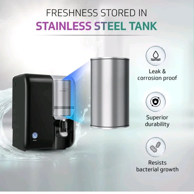 V-Guard Rejive 2X RO+UF Alkaline Water Purifier with Stainless Steel Tank | No Service Cost for 2 Years: True Unconditional Warranty | 8 Stage | Triple Powered Alkaline Health Charger | 5.5 L