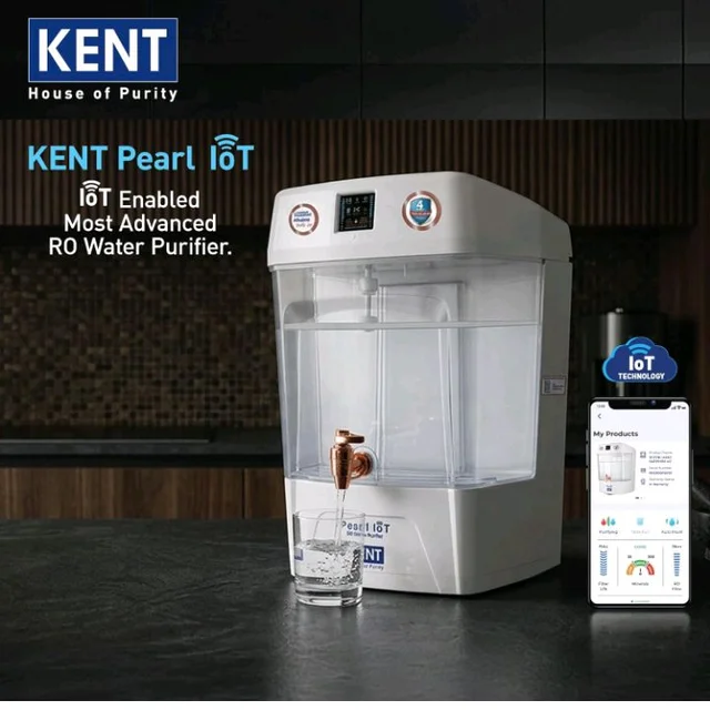 KENT Pearl IoT RO Water Purifier | 1 Yr Warranty + 3 Yrs Free Service* | RO+UV+UF+Alkaline+Copper+TDS Control | IoT Enabled | 11L Transparent Detchable Tank| Ideal For Borewell/Tanker/Municipal Water