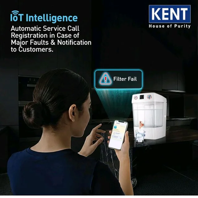 KENT Pearl IoT RO Water Purifier | 1 Yr Warranty + 3 Yrs Free Service* | RO+UV+UF+Alkaline+Copper+TDS Control | IoT Enabled | 11L Transparent Detchable Tank| Ideal For Borewell/Tanker/Municipal Water