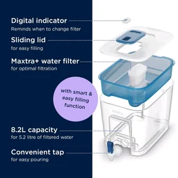 BRITA Flow XXL 8.2L Water Filter Tank | Fridge-Fitting Dispenser with MAXTRA PRO Cartridge | Ideal for Families & Offices | Fresh, Great Tasting Water