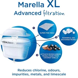BRITA Marella 3.5L Water Filter Jug Blue | Large-Volume Jug with MAXTRA PRO Cartridge | Digital LTI & Flip-Lid | Reduces Chlorine, Limescale & Impurities | Fresh, Great-Tasting Water
