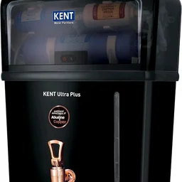KENT Ultra Plus UV Water Purifier | UV+UF+Alkaline+Copper Water Purification | With Benefits of Alkaline & Copper | Fully Automatic Operation | Wall Mountable | 8L Storage | 60 L/hr Output | Black
