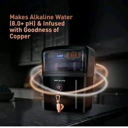 KENT Ultra Plus UV Water Purifier | UV+UF+Alkaline+Copper Water Purification | With Benefits of Alkaline & Copper | Fully Automatic Operation | Wall Mountable | 8L Storage | 60 L/hr Output | Black