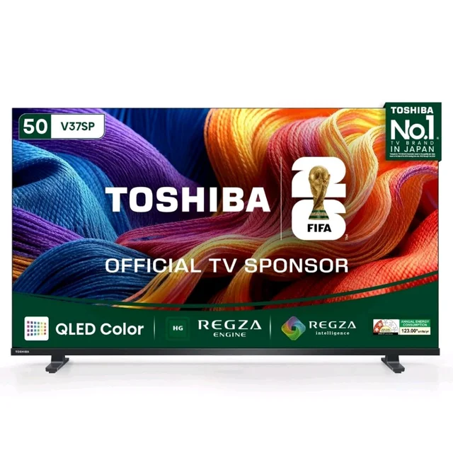 Toshiba 50 Inch QLED Smart TV (50V37SP) | 60 Hz | REGZA Engine, VIDAA OS, Voice Remote, Game Mode, DTS Virtual:X, Dual Band WiFi, Direct LED