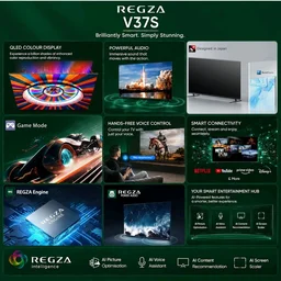 Toshiba 50 Inch QLED Smart TV (50V37SP) | 60 Hz | REGZA Engine, VIDAA OS, Voice Remote, Game Mode, DTS Virtual:X, Dual Band WiFi, Direct LED
