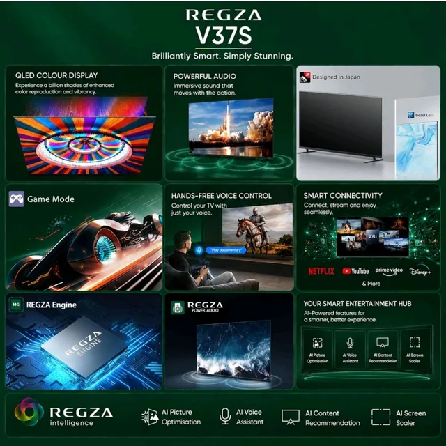 Toshiba 50 Inch QLED Smart TV (50V37SP) | 60 Hz | REGZA Engine, VIDAA OS, Voice Remote, Game Mode, DTS Virtual:X, Dual Band WiFi, Direct LED